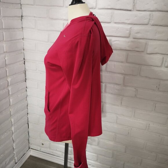 Nike Running Dri-Fit Ladies Size Large Hot Pink V-neck Kangaroo Pocket Hoodie - Picture 4 of 14